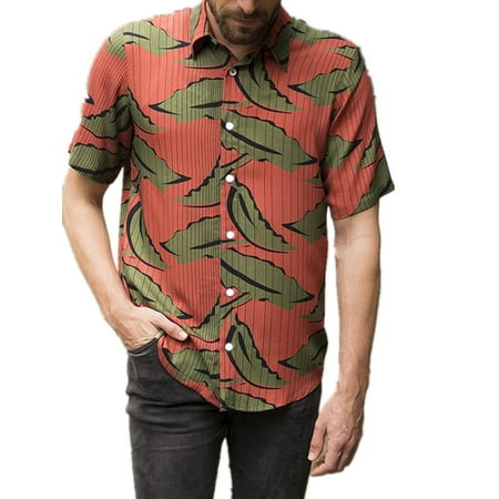 Hommes Hawaïen Floral Shirt à Manches Courtes Summer Beach Loose Tops T-shirt chemisier